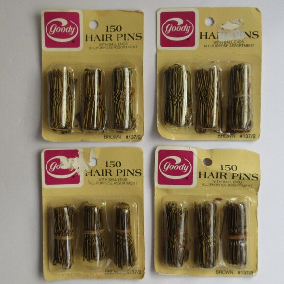 Goody Other - Goody Hair Pins #137 Ball Ends Brown 150/pk NOS Original Prop 1982 4 Packages